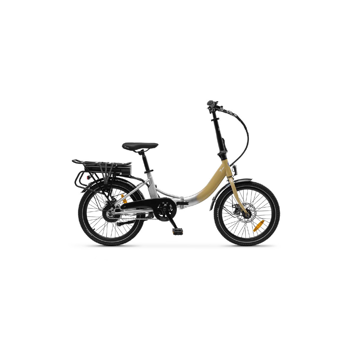 LANCIA Y BRIO (LN-BI-220004 ) FOLDING CITY E-BIKE (SILVER/GOLD) - BICICLETTA ELETTRICA - RUOTE 20X1.95 Kenda - MOTORE BAFANG 250