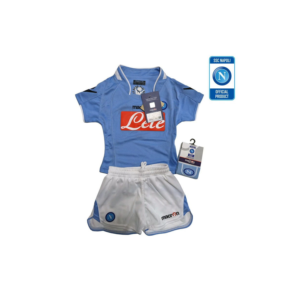 NAPOLI MACRON KIT INFANTE GARA 1 AZZURRO/BIANCO (PANTALONCINO - MAGLIA - CALZEROTTI) 3/6 MESI