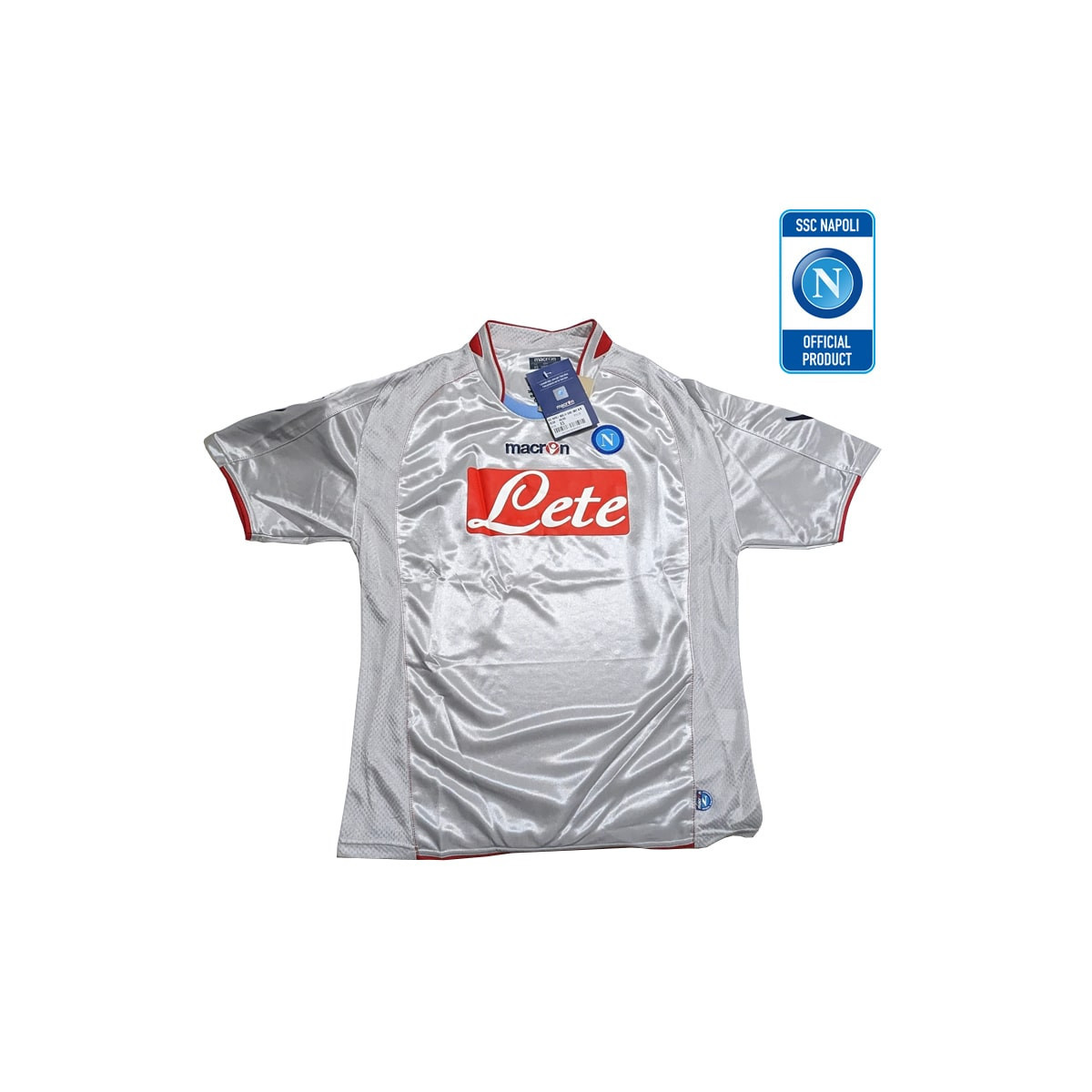 NAPOLI MACRON MAGLIA GARA 2 ARGENTO/ROSSO TAGLIA XS