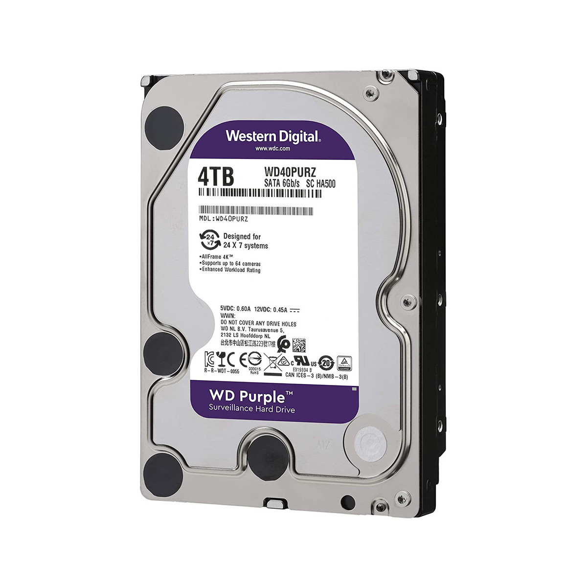 WESTERN DIGITAL WD PURPLE HDD 4TB (WD42PURZ) - HARD DISK INTERNO -  3.5 - SATA 3