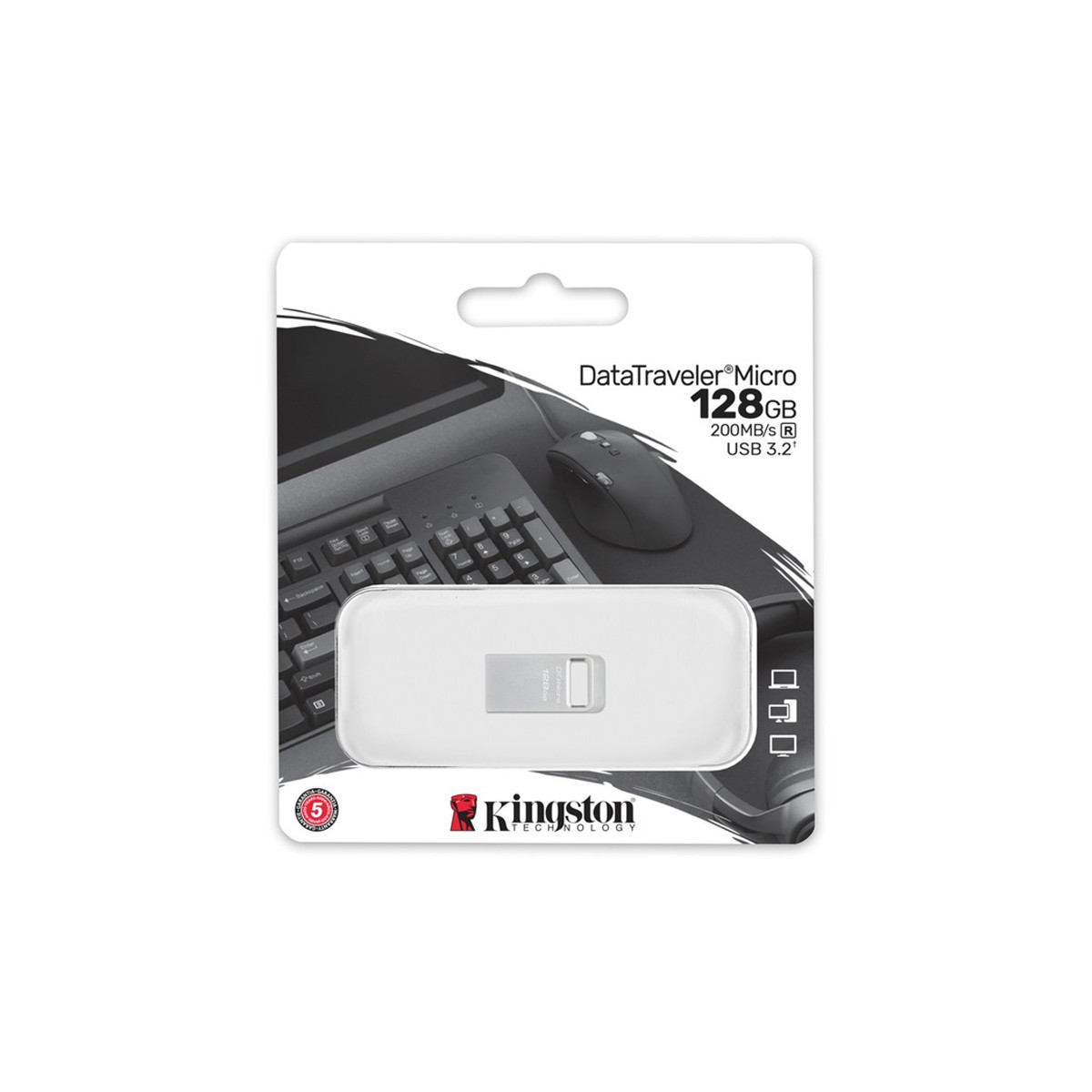 KINGSTON DATATRAVELER MICRO (DTMC3G2/128GB) - PEN DRIVE 128GB USB 3.2 - METAL CHASSIS