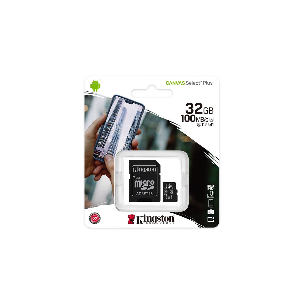 KINGSTON CANVAS SELECT PLUS 32GB (SDCS2/32GB) - MICRO SD 32GB + ADATTATORE SD