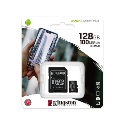 KINGSTON CANVAS SELECT PLUS 128GB (SDCS2/128GB) - MICRO SD 128GB + ADATTATORE SD