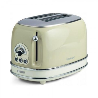 ARIETE TOASTER VINTAGE BEIGE (0155/03) - TOSTAPANE ELETTRICO IN METALLO - 6 LIVELLI DORATURA - ESPULSIONE AUTOMATICA - 810W