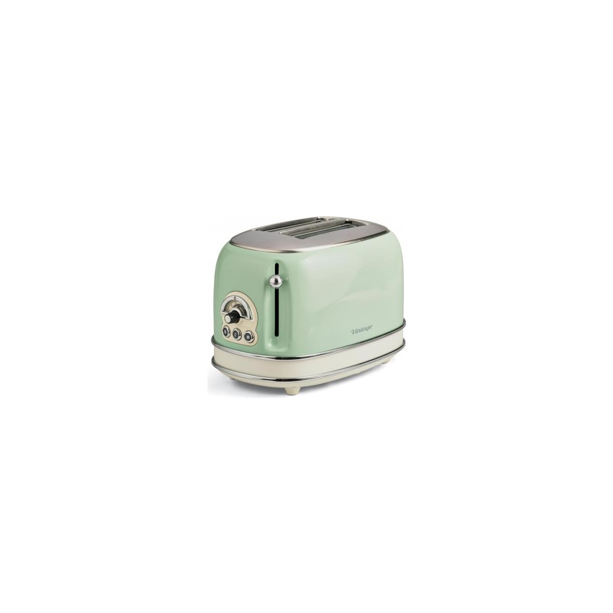 ARIETE TOASTER VINTAGE VERDE (0155/04) - TOSTAPANE ELETTRICO IN METALLO - 6 LIVELLI DORATURA - ESPULSIONE AUTOMATICA - 810W