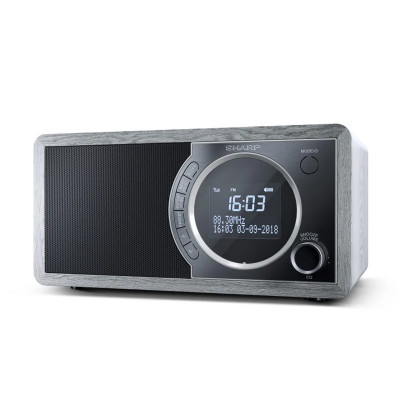 SHARP DR-450(GR) - RADIO DIGITALE - DAB/DAB+ - LCD MONOCROMATICO - 6W - BLUETOOTH - CHASSIS IN LEGNO - GRIGIO