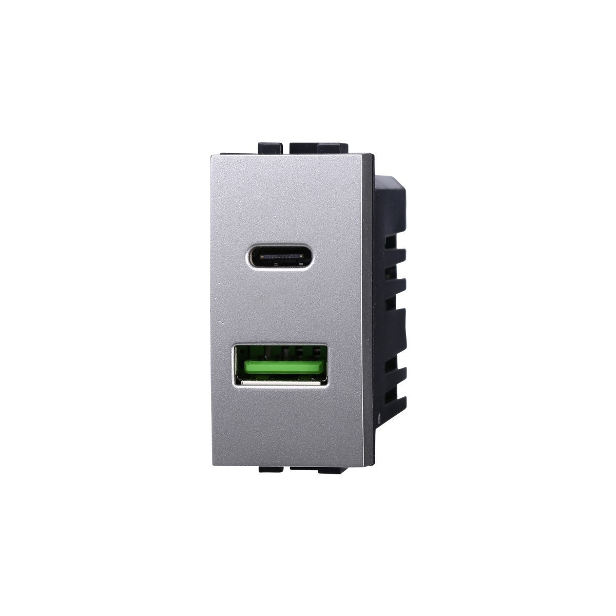 ETTROIT PRESA USB 2 IN 1 (USB-A + USB-A) - SERIE MOON - GRIGIO (AG2402) Compatibile BTicino Axolute