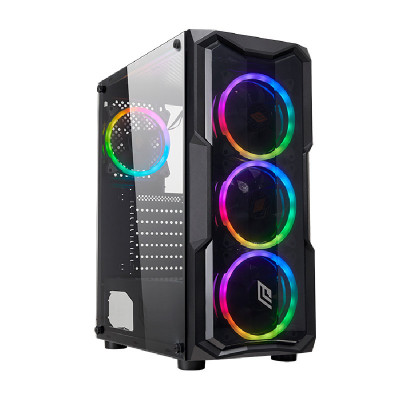 CASE NOUA SMASH S2 - ATX 3*USB3.0/2.0 4*Fan Dual Halo Rgb Rainbow Addressable Front Plexi Side Glass