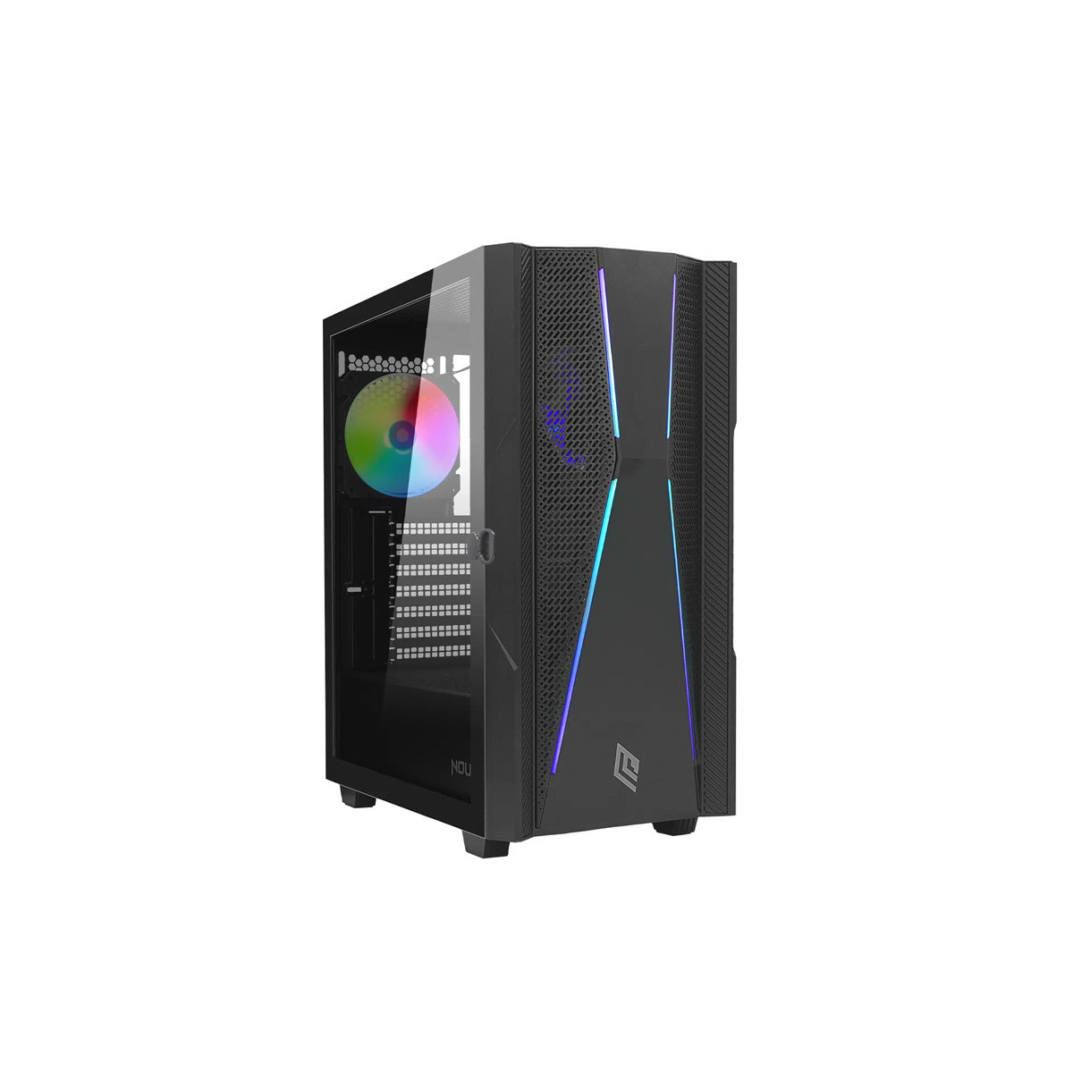 NOUA DIAMOND C101 - CASE MID TOWER - NERO - PANNELLO VETRO TEMPERATO - VENTOLA ARGB - STRIP LED