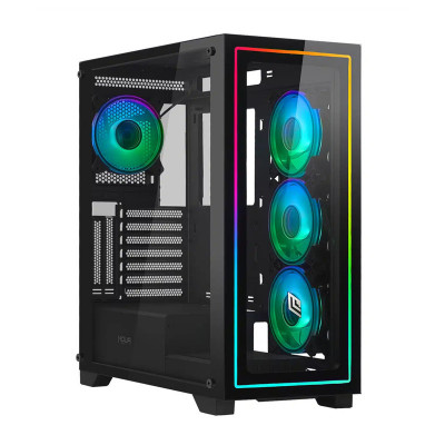 NOUA IRON V111 - CASE TOWER -  NERO - 4 VENTOLE ARGB - STRIP LED - SUPPORTA DISSIPAZIONE A LIQUIDO