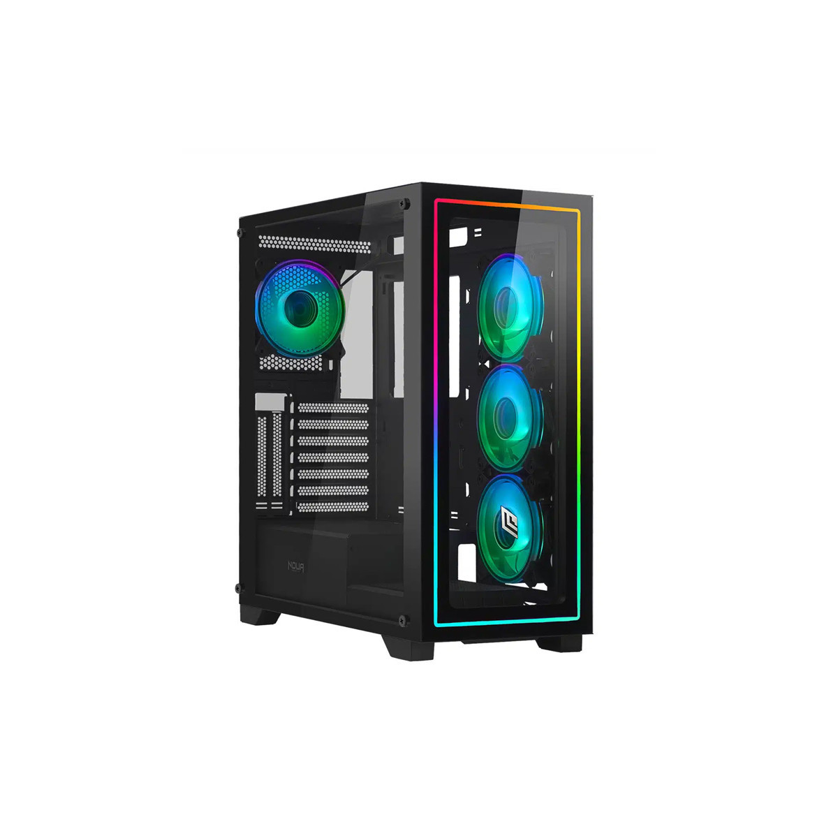 NOUA IRON V111 - CASE TOWER -  NERO - 4 VENTOLE ARGB - STRIP LED - SUPPORTA DISSIPAZIONE A LIQUIDO