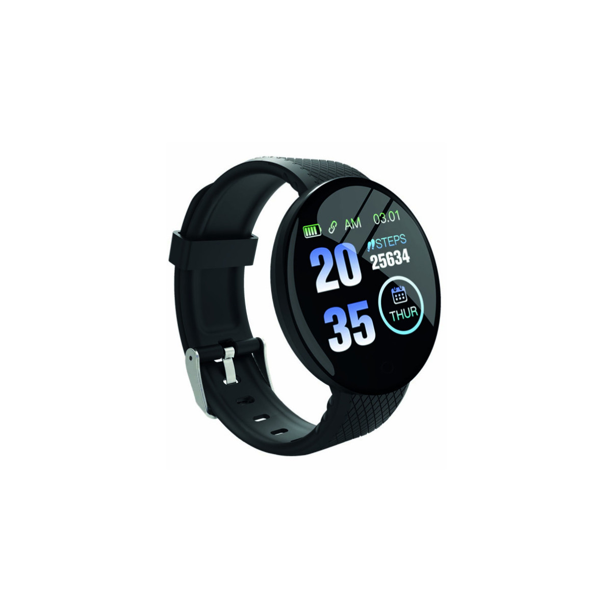 SMART FITNESS WATCH AKAI KFIT120 BLACK - LCD 13 ROUND PEDOMETRO CARDIO MON. SO