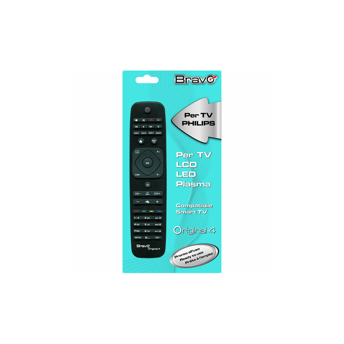 BRAVO ORIGINAL 4 (90202050) - TELECOMANDO COMPATIBILE FEDELMENTE RIPRODOTTO PER TV PHILIPS