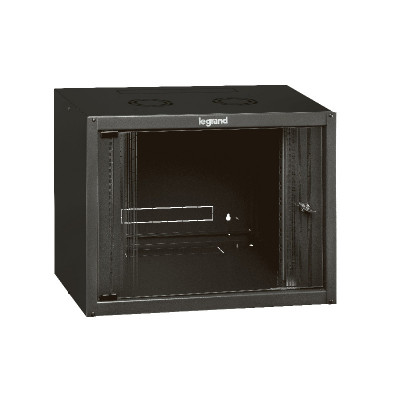 LEGRAND 646201 - ARMADIO RACK 19 (NERO) - 9 UNITA'' DA MURO (A)492 x (L)600 x (P)450 - PORTA IN VETRO