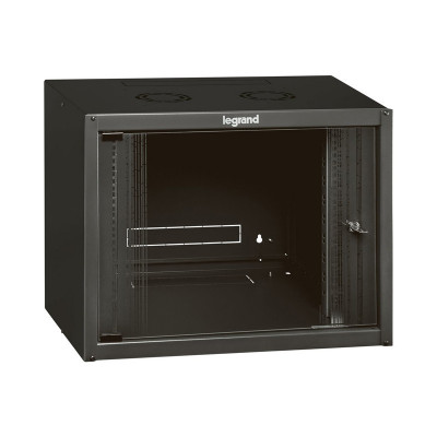 ARMADIO RACK LEGRAND 19 12 UNITA'' DA MURO (A)625 x (L)600 x (P)450 BLACK PORTA  IN VETRO