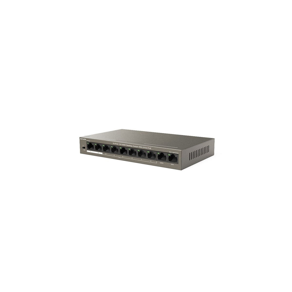 TENDA TEF1110P-8-63W - DESKTOP SWITCH 10 PORTE CON 8 PORTE POE + 2 PORTE FE (DATA+NVR) - 10/100 MBPS - CHASSIS METALLO