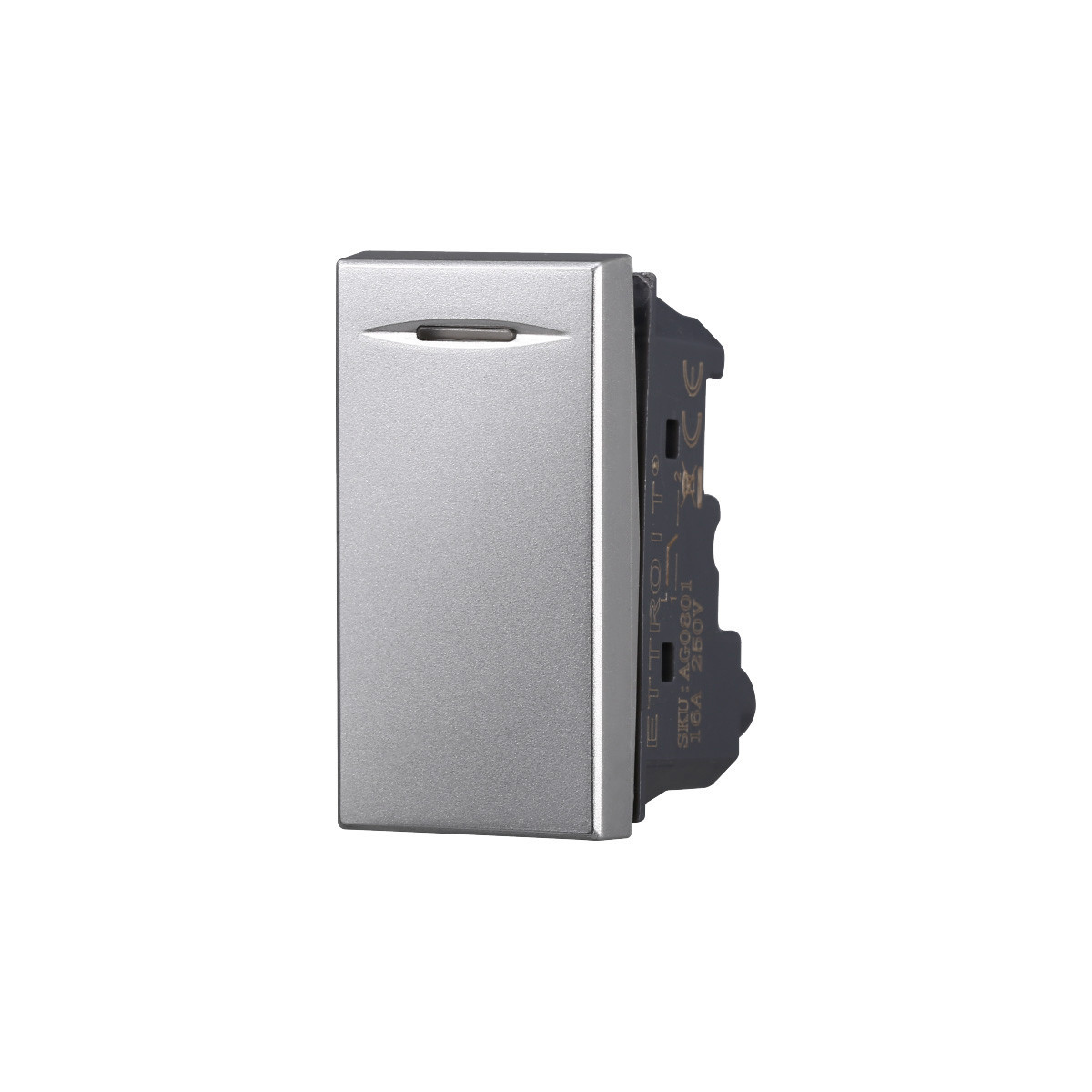 ETTROIT DEVIATORE UNIPOLARE BASCULANTE 16A - SERIE MOON - GRIGIO (AG0801) Compatibile BTicino Axolute