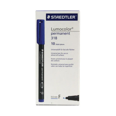 STAEDTLER Lumocolor 318 Marcatore permanente Punta 06 mm COLORE BLU CON.10PZ