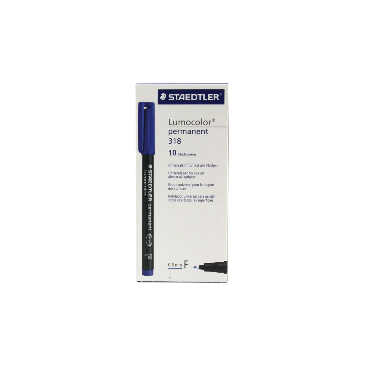 STAEDTLER Lumocolor 318 Marcatore permanente Punta 06 mm COLORE BLU CON.10PZ