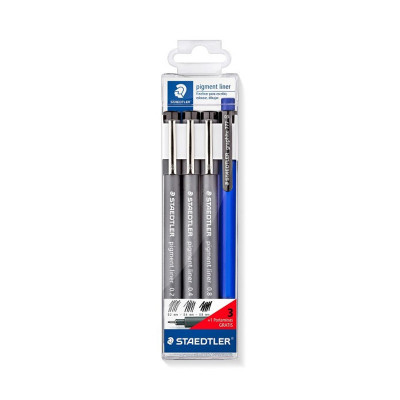 STAEDTLER 308 S1WP3 - CONFEZIONE 3 X PIGMENT LINER 308 + 1 MATITA MECCANICA