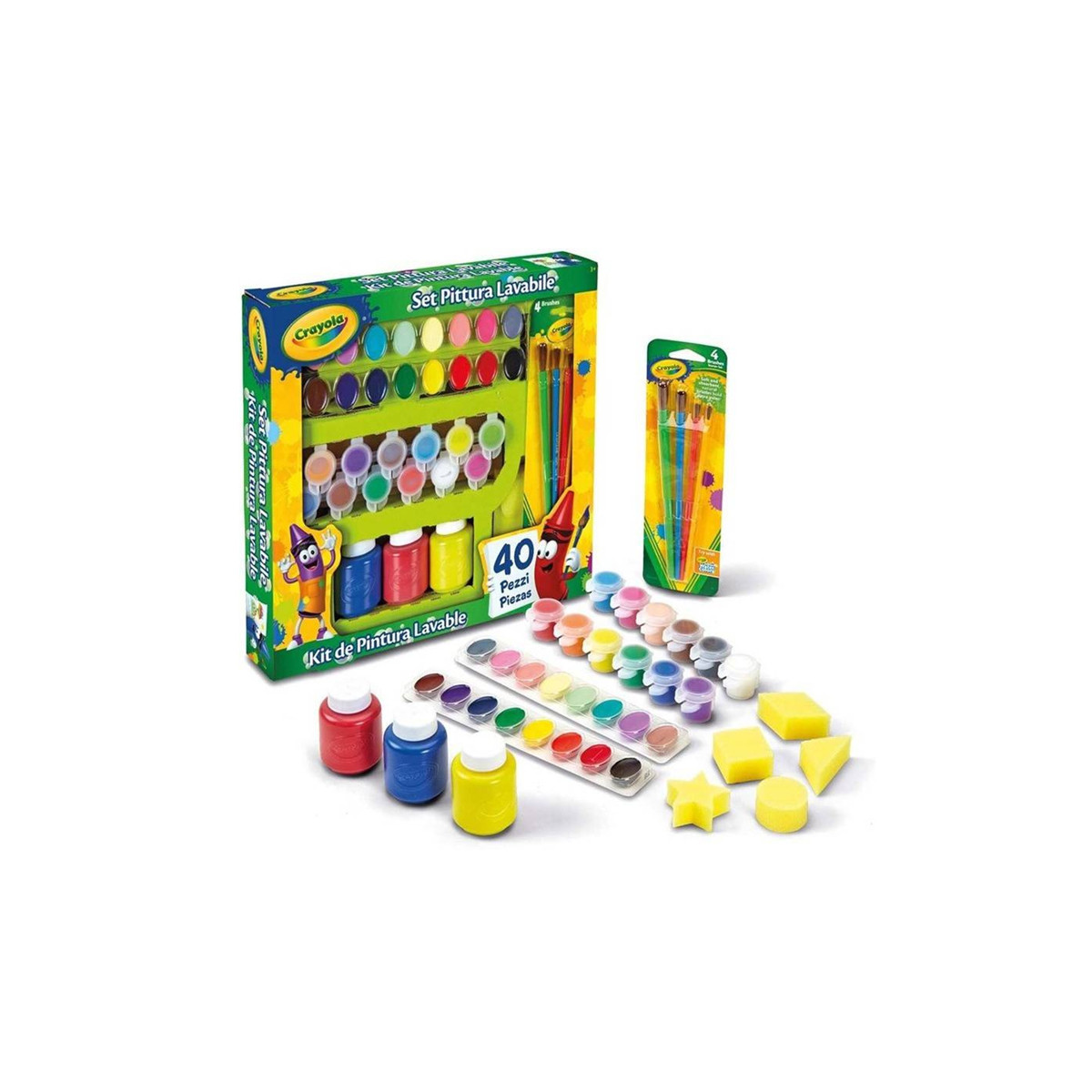 CRAYOLA WASHABLE PAINT KIT (54-0155) - SET PITTURA ATOSSICA E LAVABILE 40 PZ