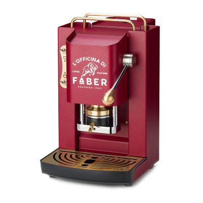 FABER PRO DELUXE - MACCHINA PER CAFFE'' CON PRESSACIALDA IN OTTONE - TELAIO INTERAMENTE IN ACCIAIO ROSSO CILIEGIA OPACO