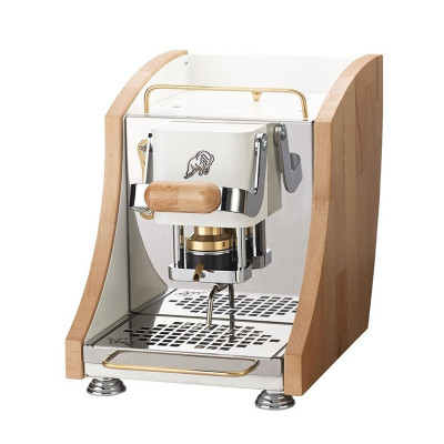 FABER AGENTA MINI - MACCHINA PER CAFFE''  - PRESSACIALDA IN OTTONE - TELAIO IN METALLO BIANCO E LATERALI IN LEGNO