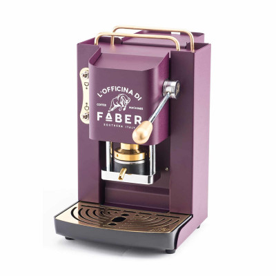 FABER PRO DELUXE - MACCHINA PER CAFFE'' CON PRESSACIALDA IN OTTONE - TELAIO INTERAMENTE IN ACCIAIO MAT VIOLET