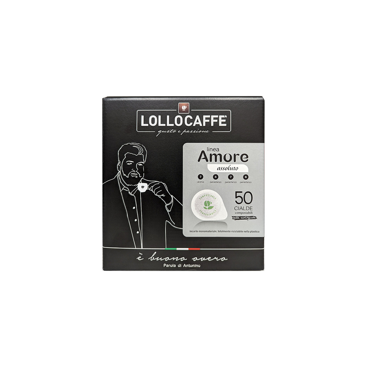 LOLLO CAFFE` LINEA AMORE - GUSTO ASSOLUTO - CIALDE 44MM - BOX 50PZ