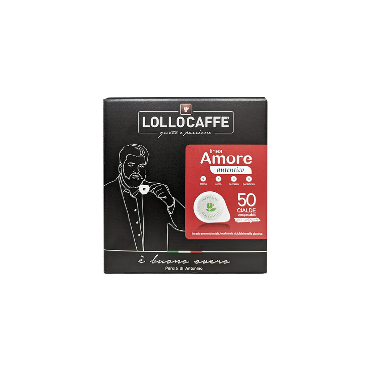 LOLLO CAFFE` LINEA AMORE - GUSTO AUTENTICO - CIALDE 44MM - BOX 50PZ