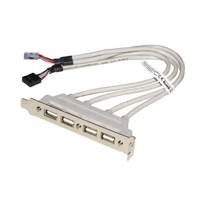 PIASTRINA LINK CON 4 CONNETTORI USB 2.0 TIPO A ESTERNI - CONNETTORE ALLA PIASTRA MADRE 2X10 PIN 254 MM