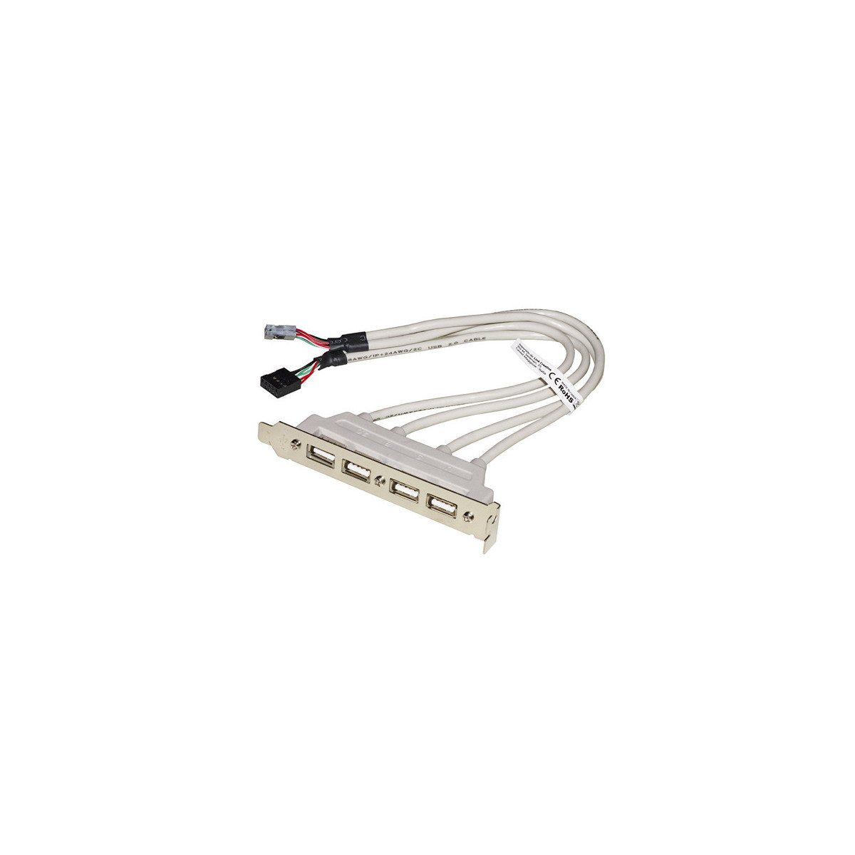 PIASTRINA LINK CON 4 CONNETTORI USB 2.0 TIPO A ESTERNI - CONNETTORE ALLA PIASTRA MADRE 2X10 PIN 254 MM