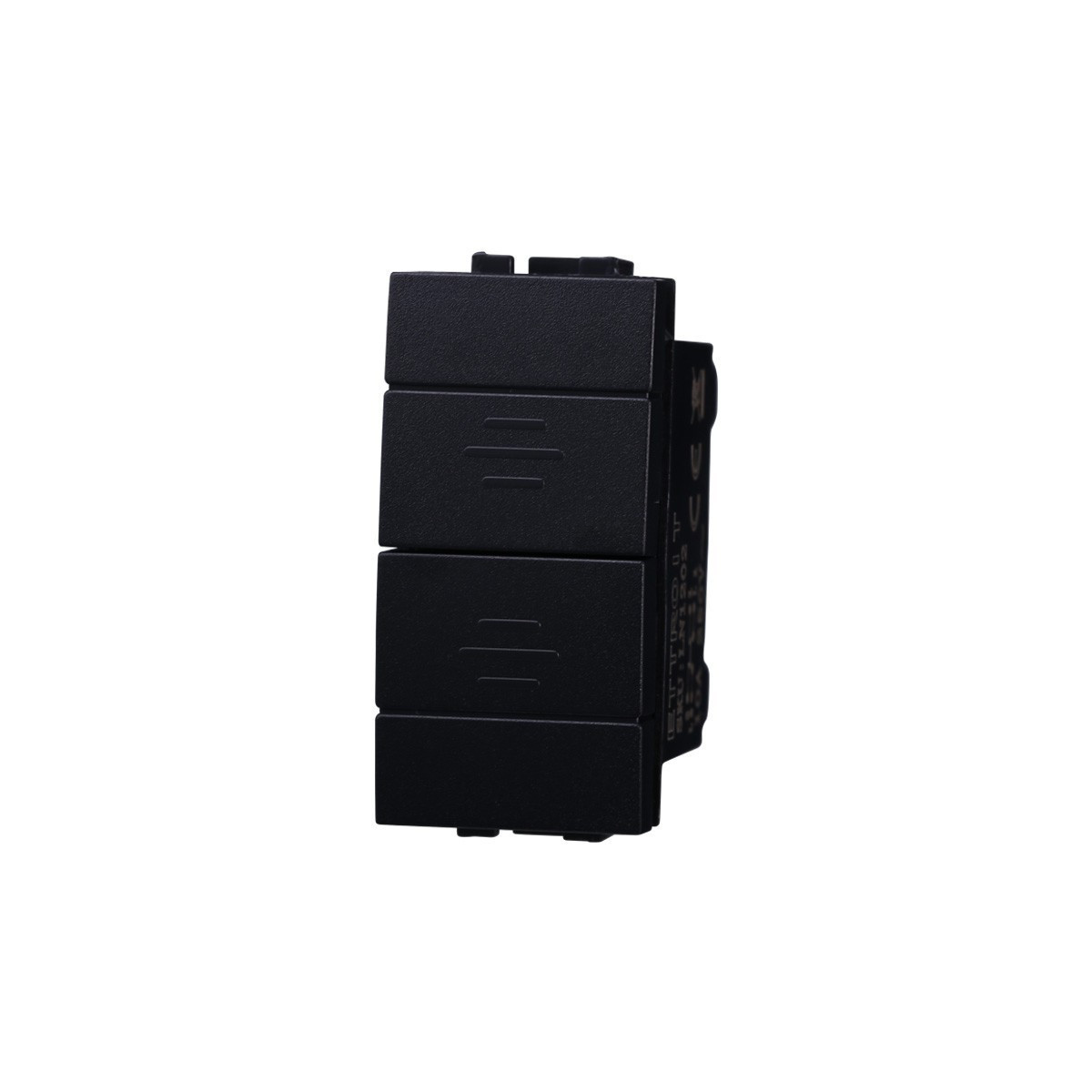 ETTROIT PULSANTE DOPPIO SALISCENDI - SERIE SPACE - NERO (LN1202) Compatibile BTicino Living