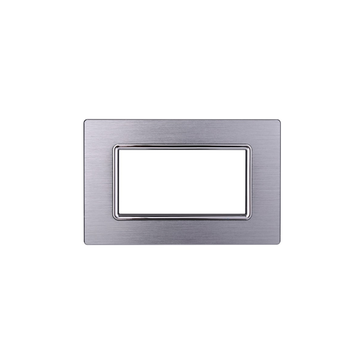 ETTROIT PLACCA IN ALLUMINIO 4 MODULI - SERIE SPACE - SILVER LUCIDO (LN86417)