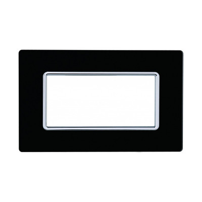 ETTROIT PLACCA IN VETRO 4 MODULI - SERIE SOLAR - NERO (MT84402) Compatibile BTicino Matix