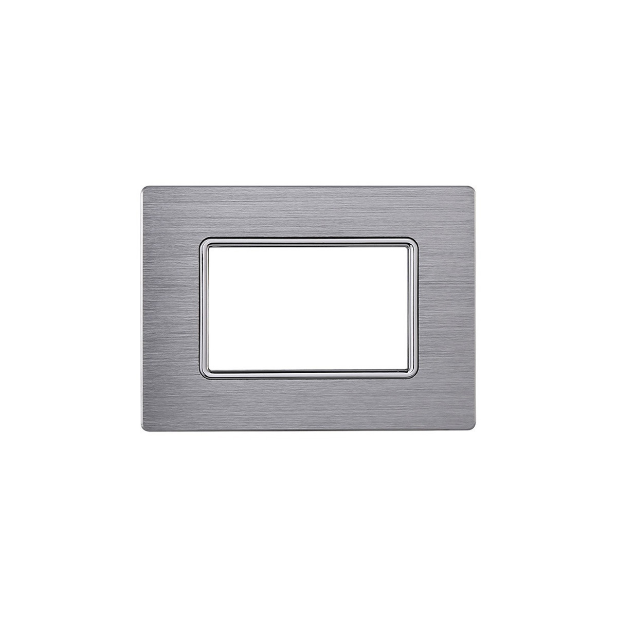 ETTROIT PLACCA IN ALLUMINIO 3 MODULI - SERIE SOLAR - ARGENTO LUCIDO (MT86317) Compatibile BTicino Matix