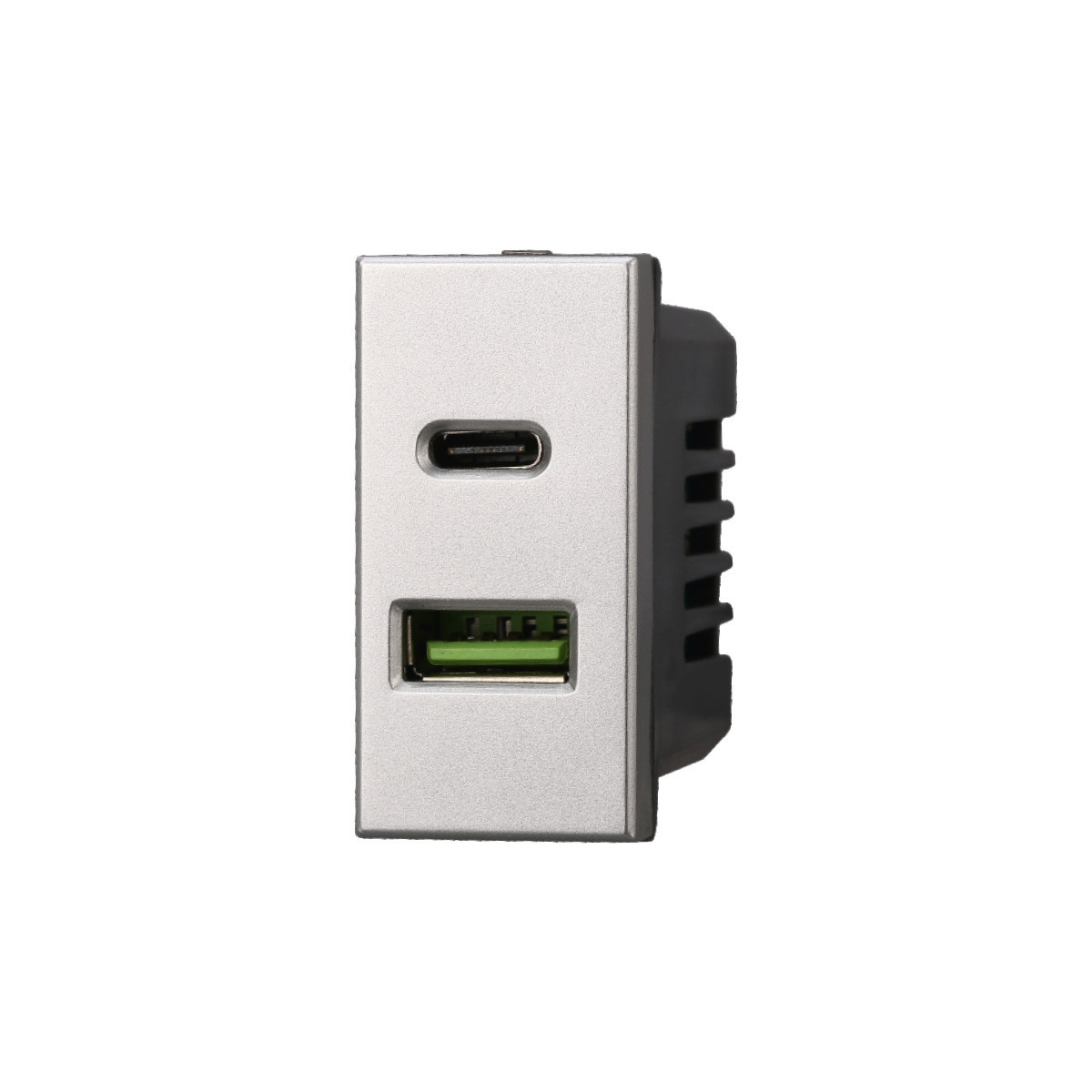 ETTROIT PRESA USB 2 IN 1 (USB-A + USB-C) - SERIE MOON - GRIGIO (AG3002) Compatibile ABB Axolute