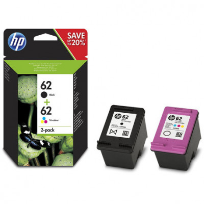 HP 62 2-PACK (N9J71AE) - BLACK + TRI-COLOR - CARTUCCIA ORIGINALE