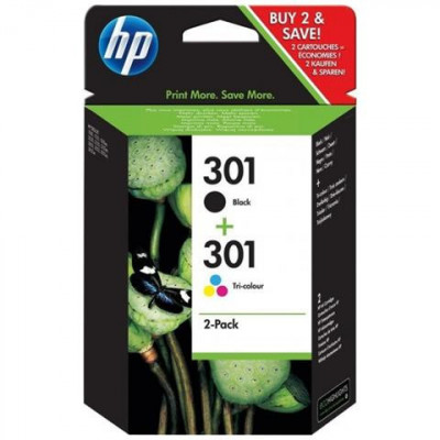 HP 301 2-PACK (N9J72AE) - BLACK + TRI-COLOR - CARTUCCIA ORIGINALE