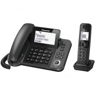 PANASONIC KX-TGF310 (NERO) - TELEFONO CORDLESS + CORDED - VIVAVOCE - INCLINAZIONE DISPLAY (CORDED) - BLOCCO NUMERI INDESIDERATI