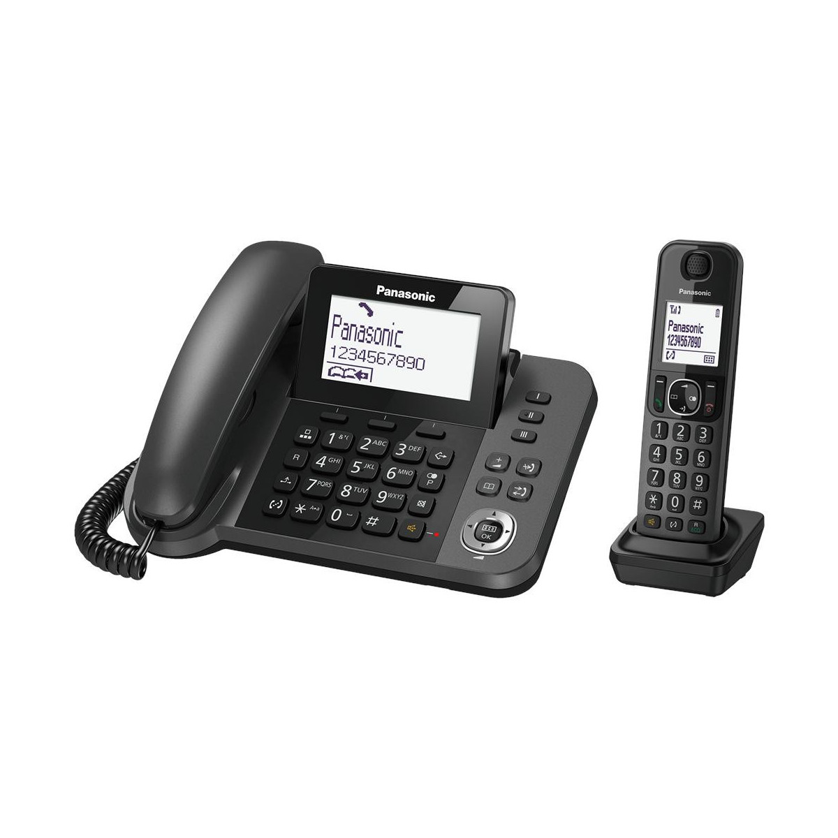 PANASONIC KX-TGF310 (NERO) - TELEFONO CORDLESS + CORDED - VIVAVOCE - INCLINAZIONE DISPLAY (CORDED) - BLOCCO NUMERI INDESIDERATI