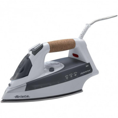 ARIETE STEAM IRON 2200 (6232) - FERRO DA STIRO - PUNTA SLIM - MANICO IN SUGHERO - PIASTRA ACCIAIO INOX - COLPO VAPORE - SELF CLE