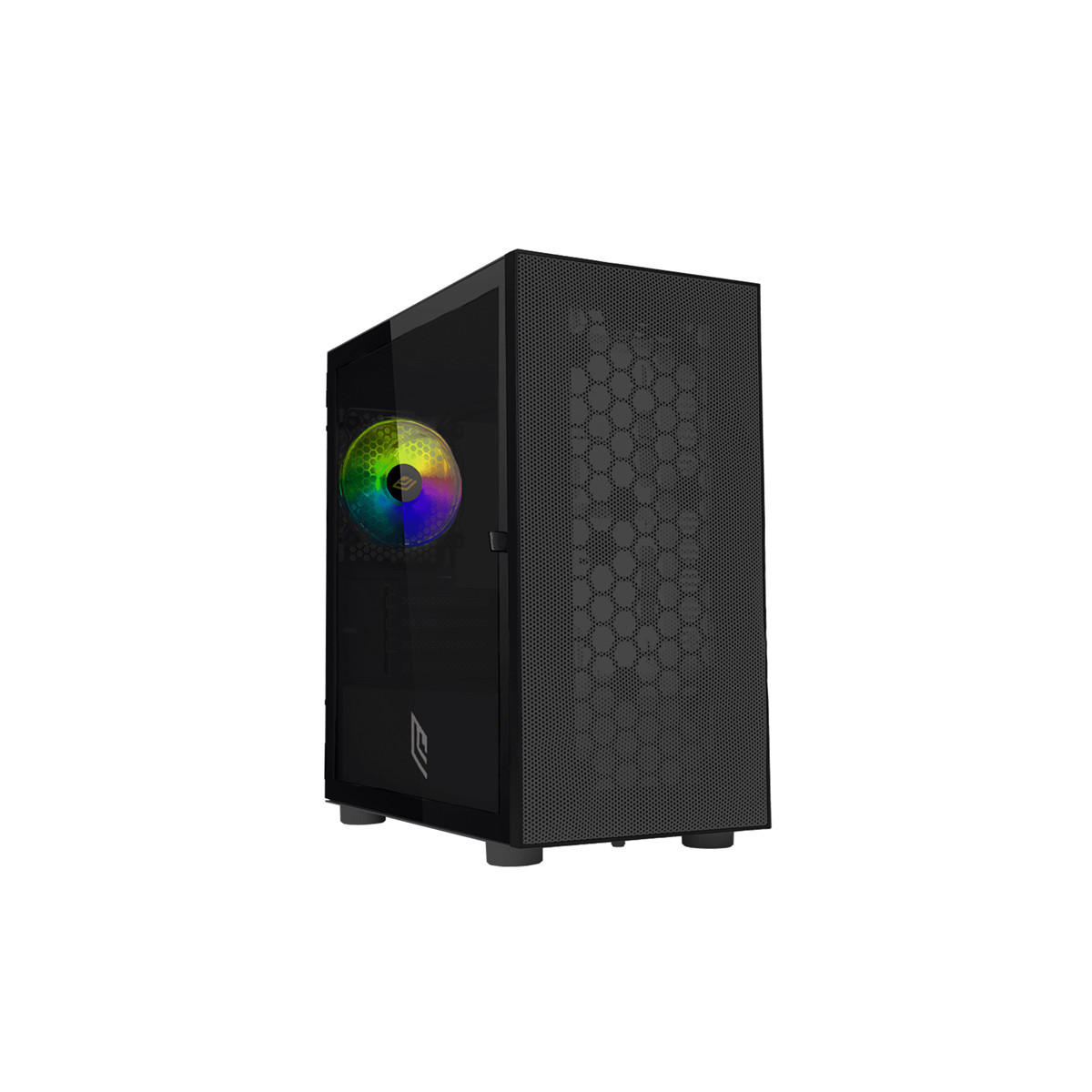 NOUA FOBIA L7 - CASE MINI TOWER BLACK - PANNELLO VETRO CON CHIUSURA MAGNETICA - FRONTALE MESHATO - VENTOLA RGB - DISSIPAZIONE LI