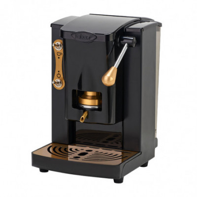 FABER PICCOLA SLOT BRASS EDITION - MACCHINA PER CAFFE'' CON PRESSACIALDA IN OTTONE - TELAIO IN METALLO NERO CON ELEMENTI DORATI