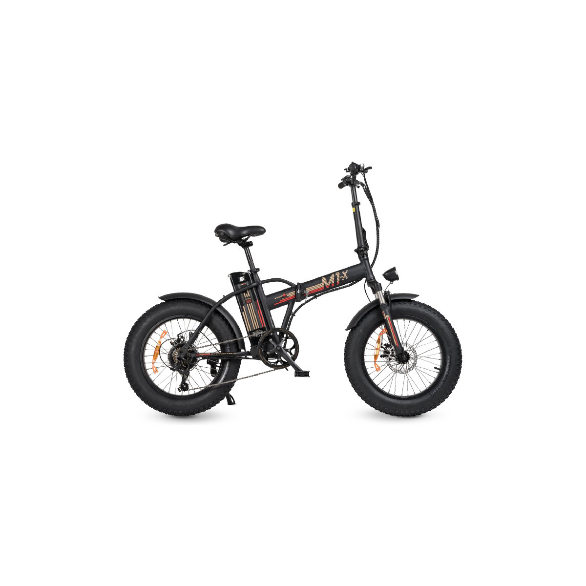 SMARTWAY M1X (BLACK) - BICICLETTA ELETTRICA PIEGHEVOLE - MOTORE 250W - RUOTE FAT 20 -  BATTERIA 10AH - AMMORTIZZATORI FRONTALI -