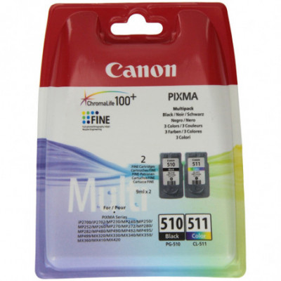 CANON PG-510 BLACK + CL-511 TRI-COLOR (2970B010) - CARTUCCIA ORIGINALE MULTIPACK