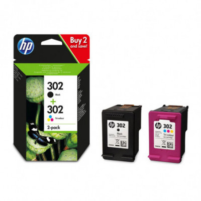 HP 302 2-PACK (X4D37AE) - BLACK + TRI-COLOR - CARTUCCIA ORIGINALE