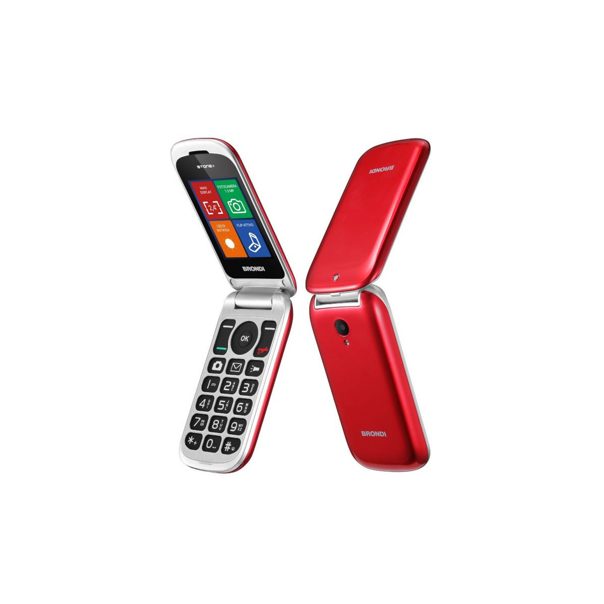 BRONDI STONE+ (ROSSO) - TELEFONO CELLULARE SENIOR