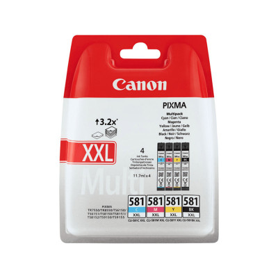 CANON CLI-581XXL (1998C005) - BLACK + TRI-COLOR - CARTUCCIA ORIGINALE MULTIPACK AD ALTA EFFICIENZA