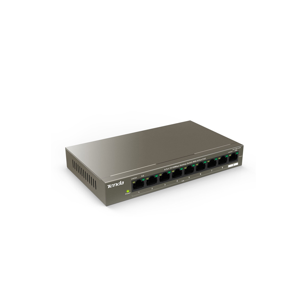 TENDA TEF1109P-8-63W - DESKTOP SWITCH 9 PORTE CON 8 PORTE POE - 10/100 MBPS - CHASSIS METALLO